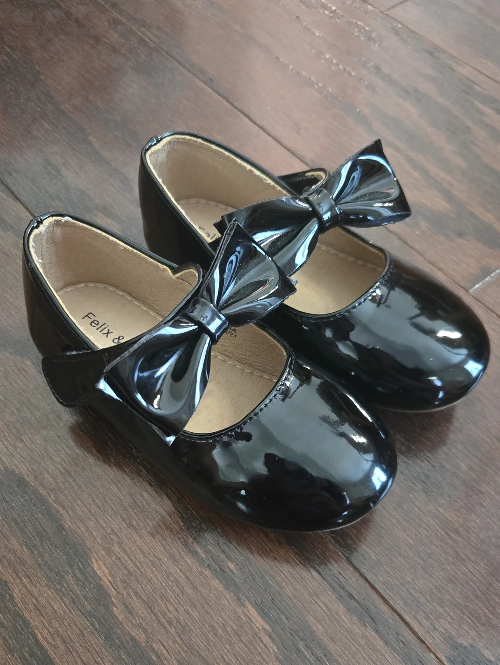 Felix & Flora Black Patent Bow Mary Jane Kids Shoes